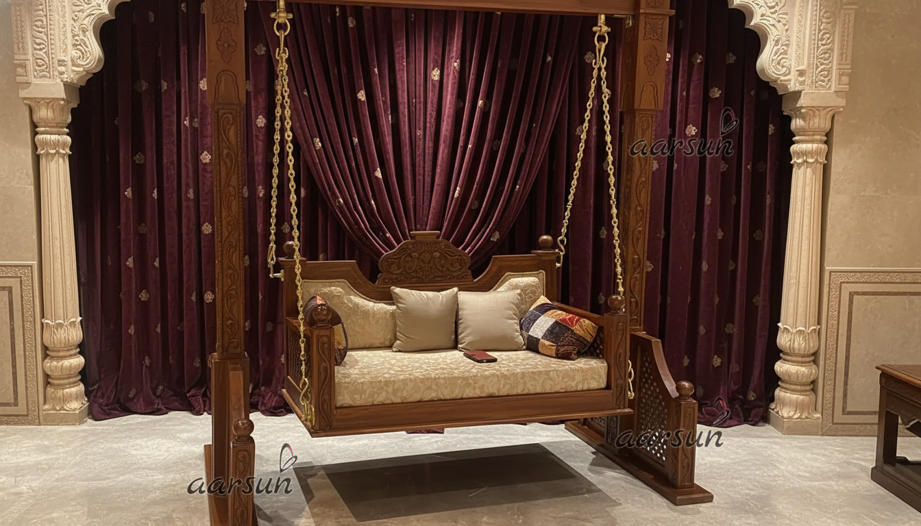 Traditional Sankheda Style Wooden Swing For Home